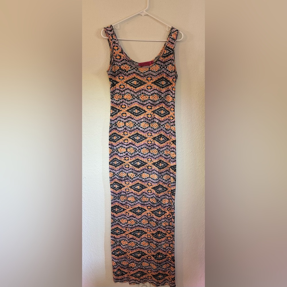 boohoo maxi dress, orange black pink grey summer spring comfort dress